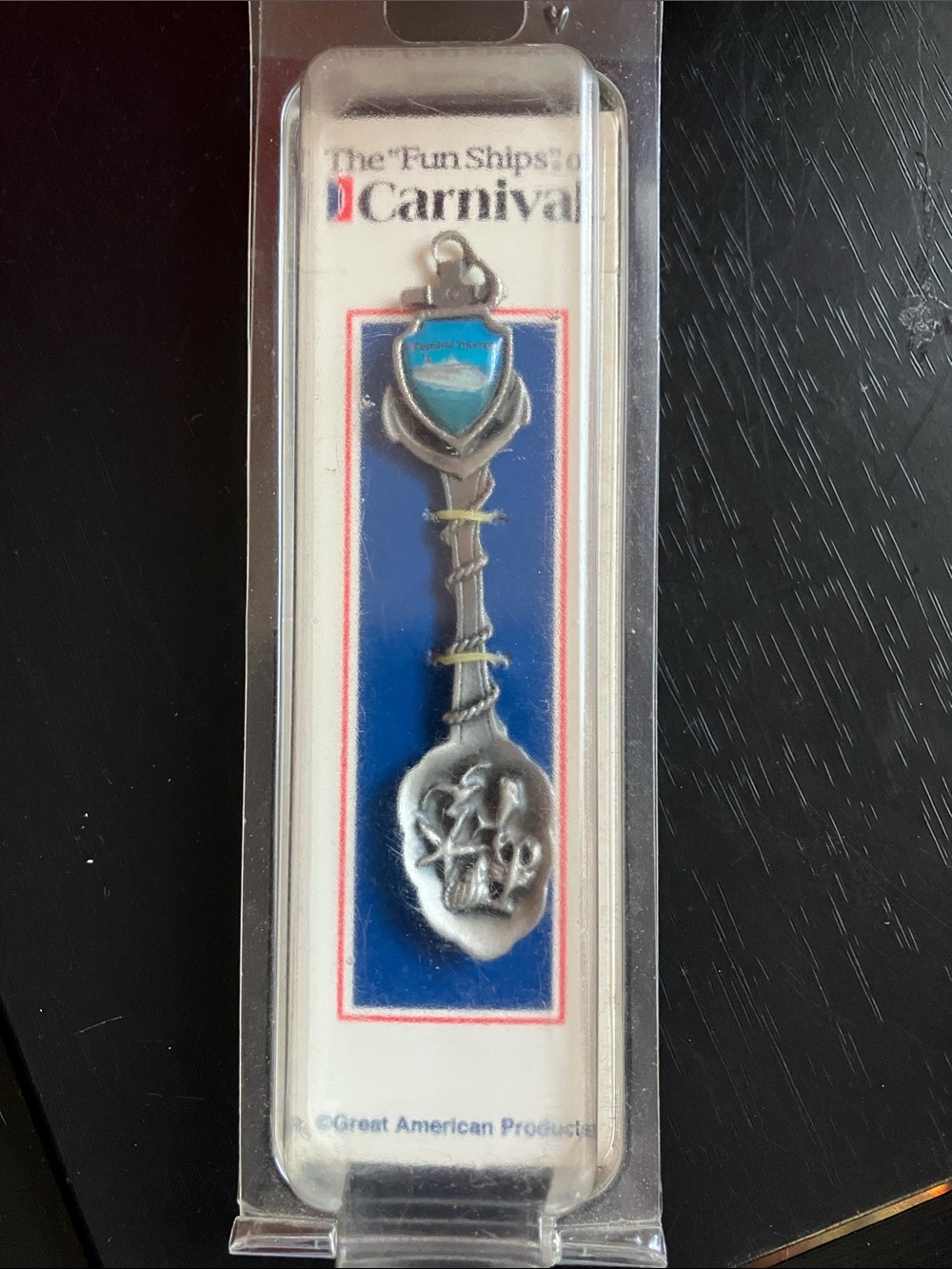 Silver-Tone Nautical Charm Spoon Pendant - Blue Accent